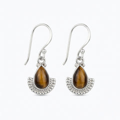 925 Sterling Silver Tiger Eye Earrings for Women |  Gemstone Stud Earrings | Handmade Protection Stone Jewelry