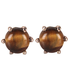 925 Silver Tiger Eye Eartops for Women | Brown Gemstone Jewelry | Handcrafted Boho Gift