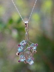 925 Sterling Silver Blue Topaz Pendant  Handmade Gemstone Necklace for Women Elegant Jewelry Gift