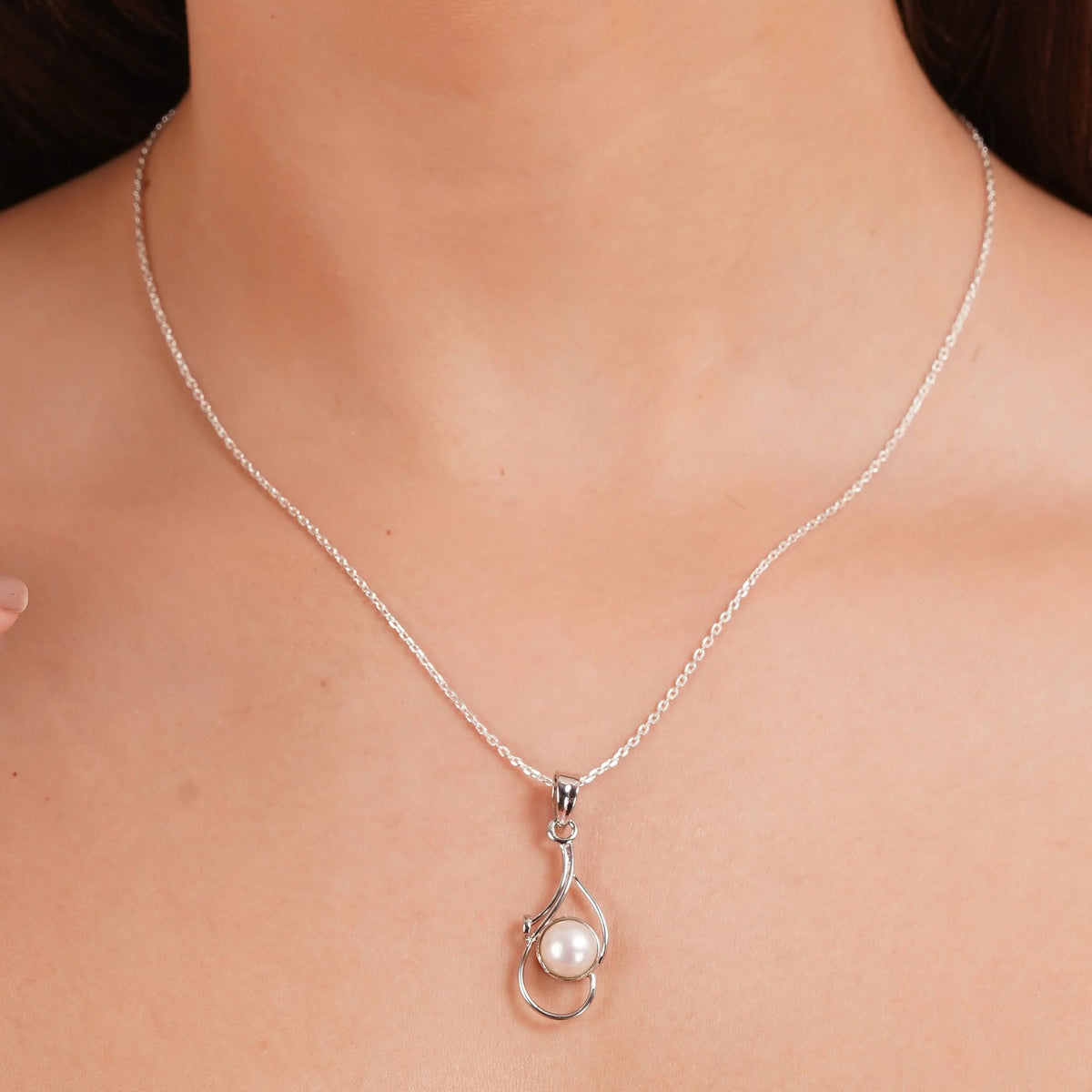 925 Sterling Silver Natural Pearl Pendant for Women Teardrop Design
