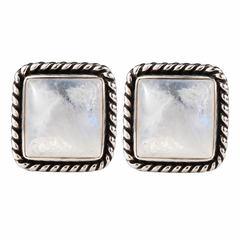 925 Sterling Silver Moonstone Eartops for Women | Handcrafted White Gemstone Jewelry |
