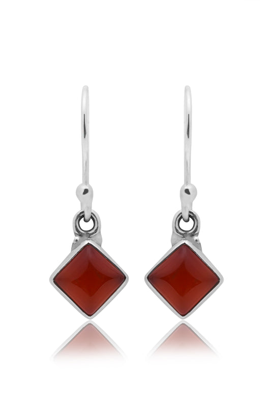 Fusionari 925 Sterling Silver Carnelian Earrings for Women | Orange Gemstone Jewelry | Handcrafted Designer Gift