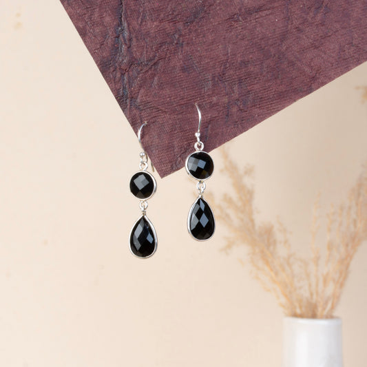 925 Sterling Silver Black Onyx Earrings for Women | Gemstone Stud Earrings | Handmade Daily Wear Silver Jewelry Gift