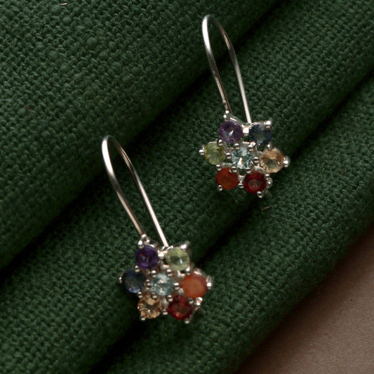 925 Sterling Silver Chakra Stone Earrings for Women | Authentic Silver Jewelry | Handcrafted Elegant Gift