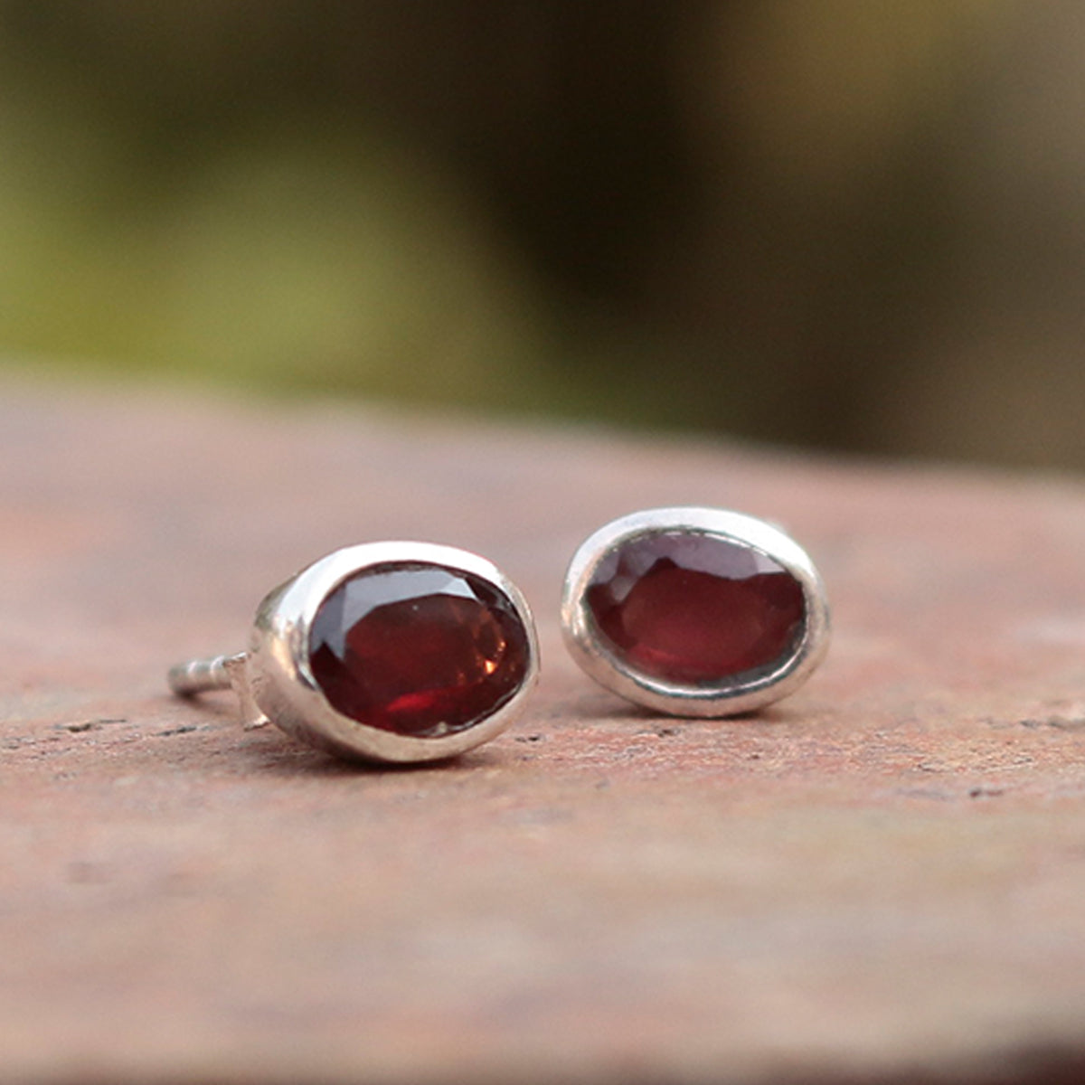 925 Sterling Silver Garnet Eartops for Women | Authentic Silver Jewelry | Handcrafted Elegant Gift