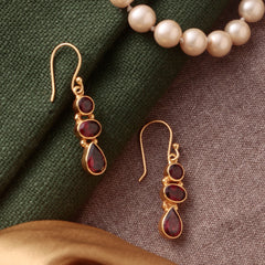 925 Sterling Silver Gold Plated Garnet Earrings for Women | Natural Garnet Gemstone Jewelry | Elegant Handcrafted Gift