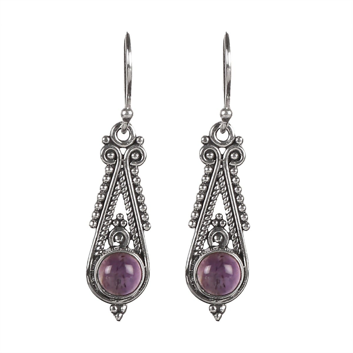 925 Sterling Silver Amethyst Drop Earrings for Women | Purple Gemstone Statement