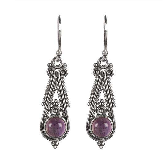 925 Sterling Silver Amethyst Drop Earrings for Women | Purple Gemstone Statement