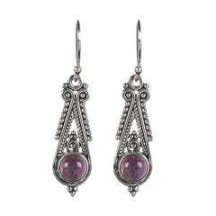 925 Sterling Silver Amethyst Drop Earrings for Women | Purple Gemstone Statement