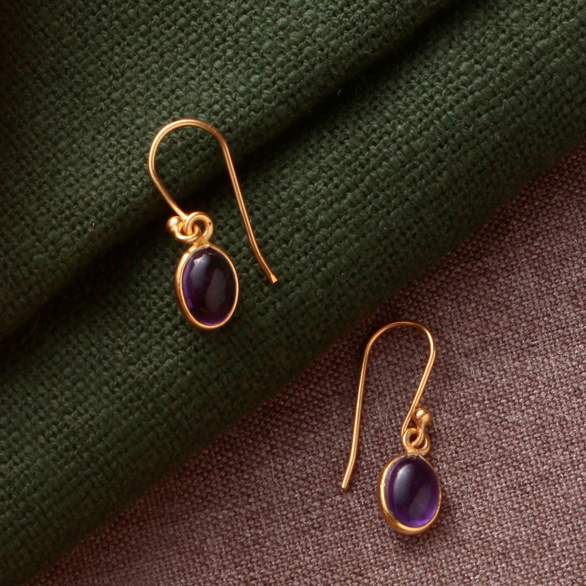 925 Sterling Silver Gold Plated Amethyst Earrings for Women | Natural Gemstone Jewelry | Handcrafted Elegant Gift
