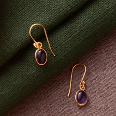 925 Sterling Silver Gold Plated Amethyst Earrings for Women | Natural Gemstone Jewelry | Handcrafted Elegant Gift