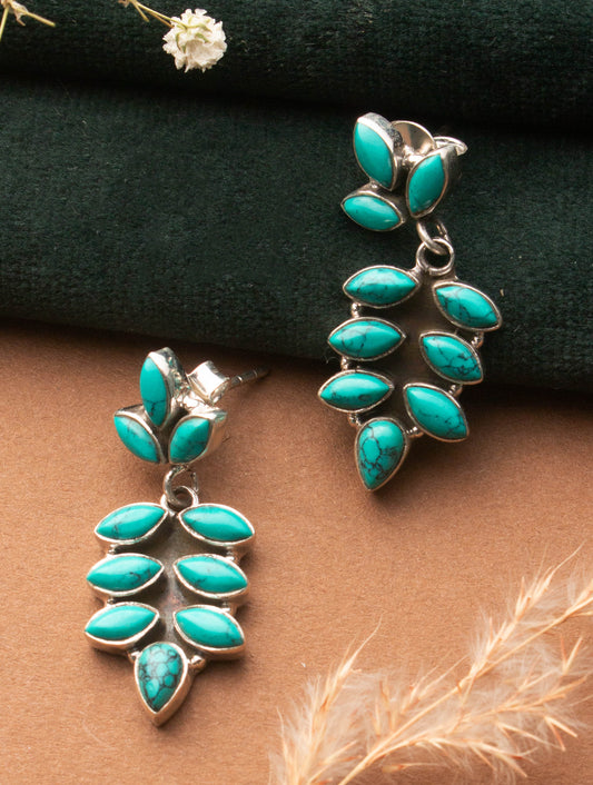 925 Sterling Silver Turquoise Earrings for Women | Gemstone Earrings | Handmade Silver Jewelry | Elegant Daily Wear Gift