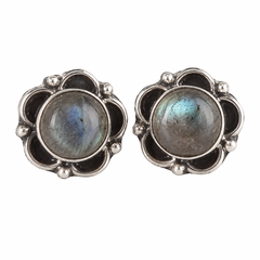 925 Sterling Silver Labradorite Stud Earrings for Women | Handmade Jewellary |