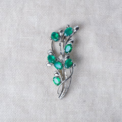 925 Sterling Silver Green Onyx Brooch for Women | Gemstone Brooch | Handmade Silver Jewelry | Elegant Daily Wear Gift