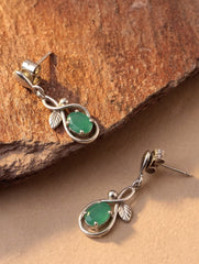 925 Sterling Silver Green Onyx Earrings for Women | Gemstone Earrings | Handmade Silver Jewelry | Elegant Daily Wear Gift
