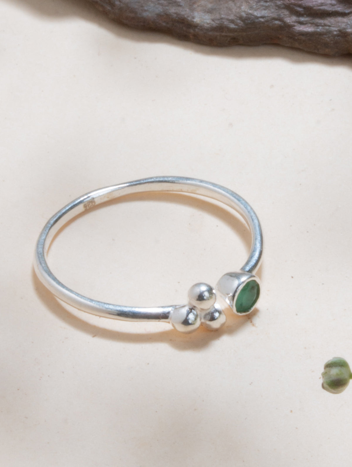 925 Sterling Silver Emerald Ring for Women Handmade Gemstone Ring Adjustable Statement Jewelry Birthday Gift