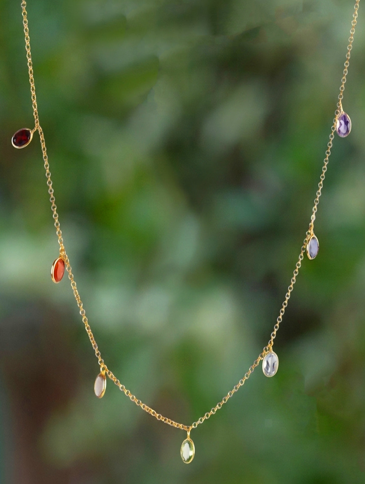 925 Sterling Silver Gold Plated Chakra Necklace for Women