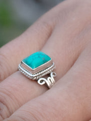 925 Sterling Silver Turquoise Ring for Women Handmade Gemstone Ring Adjustable Statement Jewelry Birthday Gift