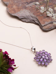 925 Sterling Silver Amethyst Pendant Handmade Gemstone Necklace for Women Elegant Jewelry Gift