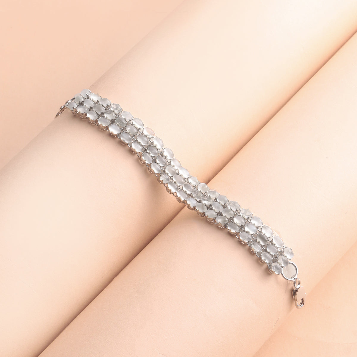 925 Sterling Silver Moonstone Bracelet for Women Handmade Gemstone Bracelet Elegant Silver Jewelry Gift for Her