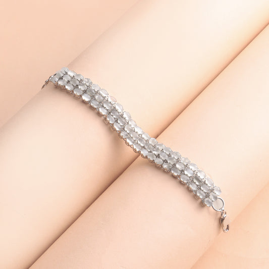 925 Sterling Silver Moonstone Bracelet for Women Handmade Gemstone Bracelet Elegant Silver Jewelry Gift for Her