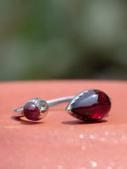 925 Sterling Silver Garnet Ring for Women Handmade Gemstone Ring Adjustable Statement Jewelry Birthday Gift