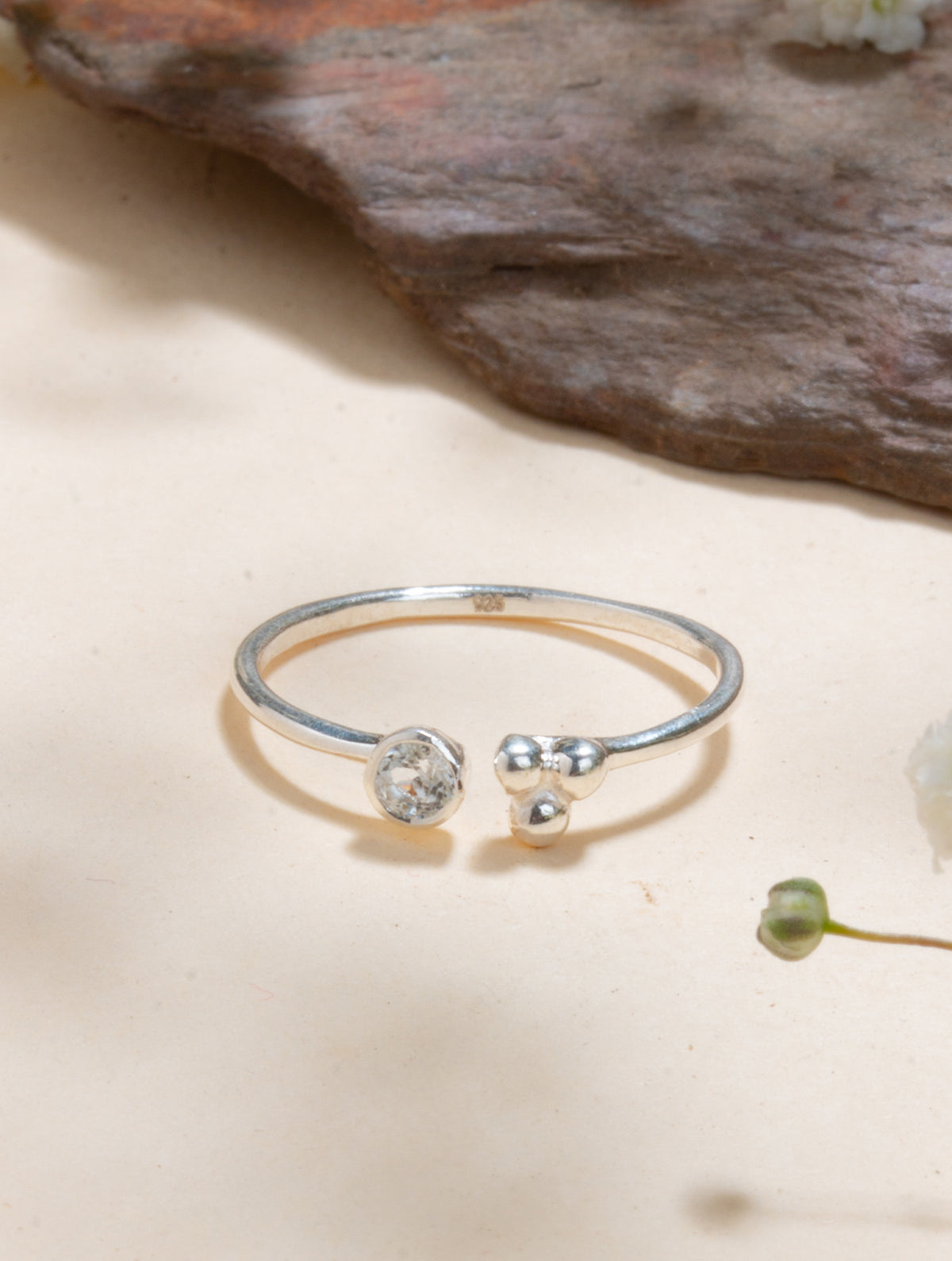 925 Sterling Silver Zircon Ring for Women Handmade Gemstone Ring Adjustable Statement Jewelry Birthday Gift