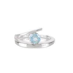 Fusionari 925 Sterling Silver Blue Topaz Ring for Women | Handmade Minimalist Jewelry | Unique Healing Crystal Design | One Piece