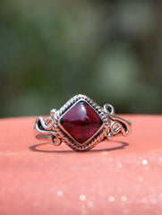 925 Sterling Silver Garnet Ring for Women Handmade Gemstone Ring Adjustable Statement Jewelry Birthday Gift