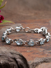 925 Sterling Silver Blue Topaz Bracelet for Women Handmade Gemstone Bracelet Elegant Jewelry Gift for Her