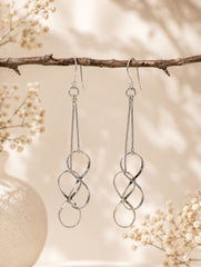 925 Sterling Silver Infinity Design Long Dangle Earrings for Women