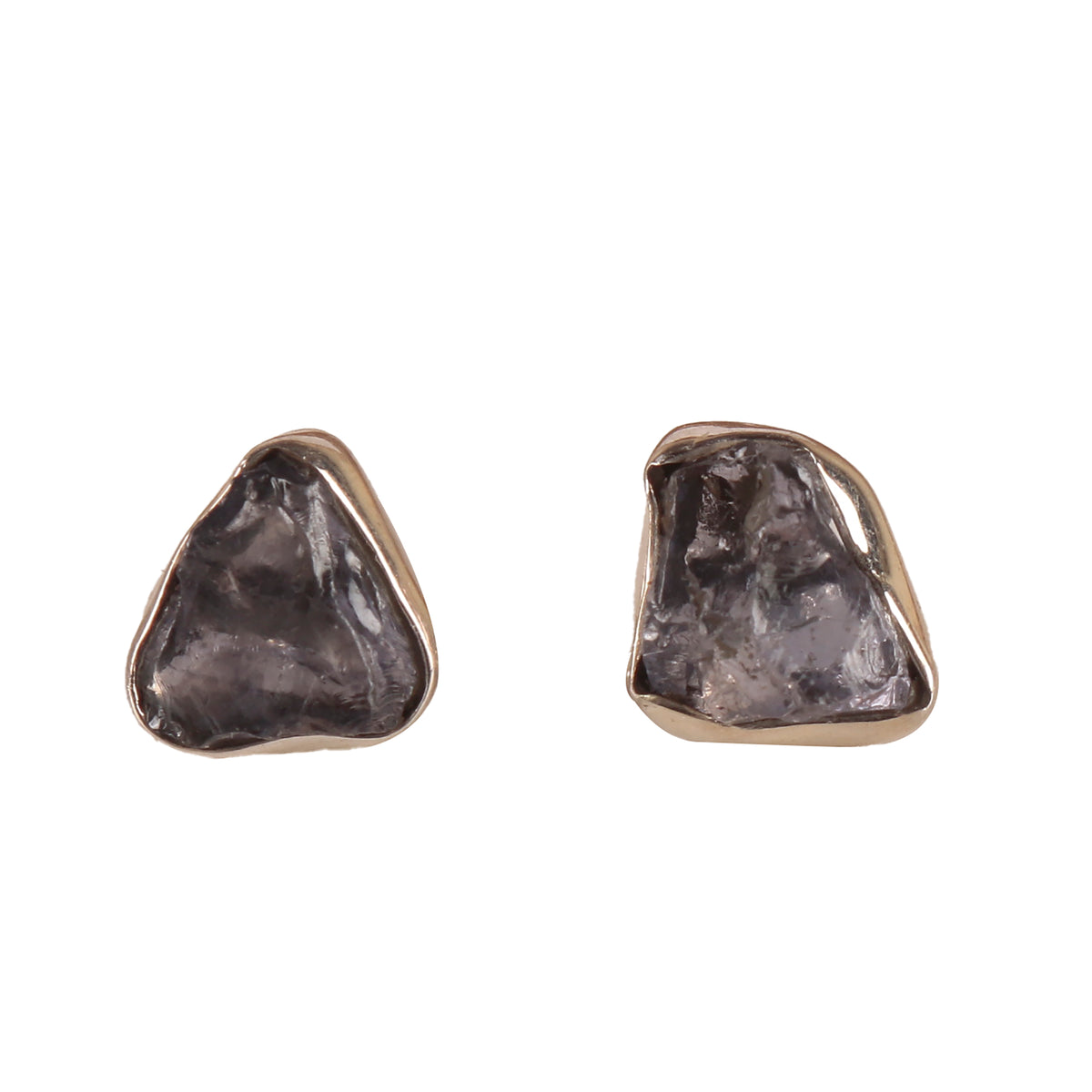 Fusionari 925 Silver Raw Iolite Stud Earrings | Handmade Natural Stone: Uncut Iolite Stone | Lightweight Women’s Jewelry