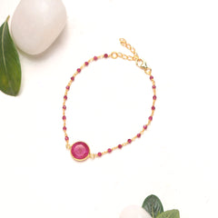 925 Sterling Silver Ruby Gold Plated Bracelet for Women Handmade Gemstone Bracelet Elegant Silver Jewelry Gift for Her