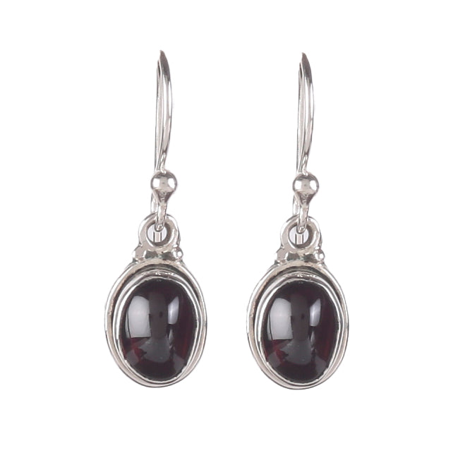 Fusionari 925 Sterling Silver Earrings with Garnet | Handmade Minimalist Jewelry | Elegant Timeless Design | Size 2.5x8 cm | One Pair