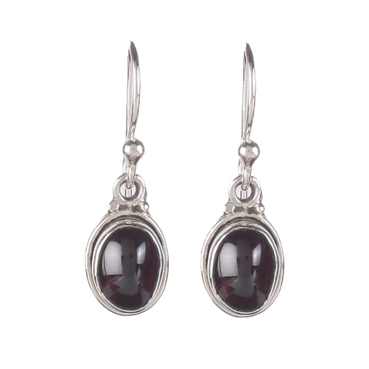 Fusionari 925 Sterling Silver Earrings with Garnet | Handmade Minimalist Jewelry | Elegant Timeless Design | Size 2.5x8 cm | One Pair