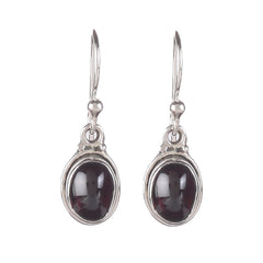 Fusionari 925 Sterling Silver Earrings with Garnet | Handmade Minimalist Jewelry | Elegant Timeless Design | Size 2.5x8 cm | One Pair