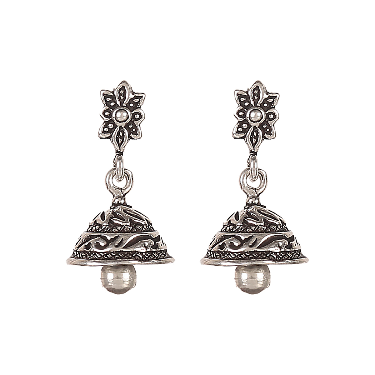 925 Sterling Silver Textured Earrings Jhumka for Women | Handmade Artisan Everyday Style