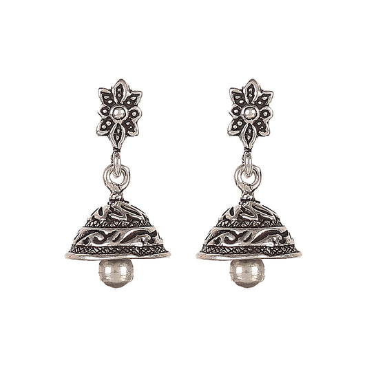 925 Sterling Silver Textured Earrings Jhumka for Women | Handmade Artisan Everyday Style