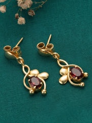 925 Sterling Silver Gold Plated Garnet Earrings for Women | Gemstone Earrings | Handmade Jewelry | Elegant Daily Wear Gift