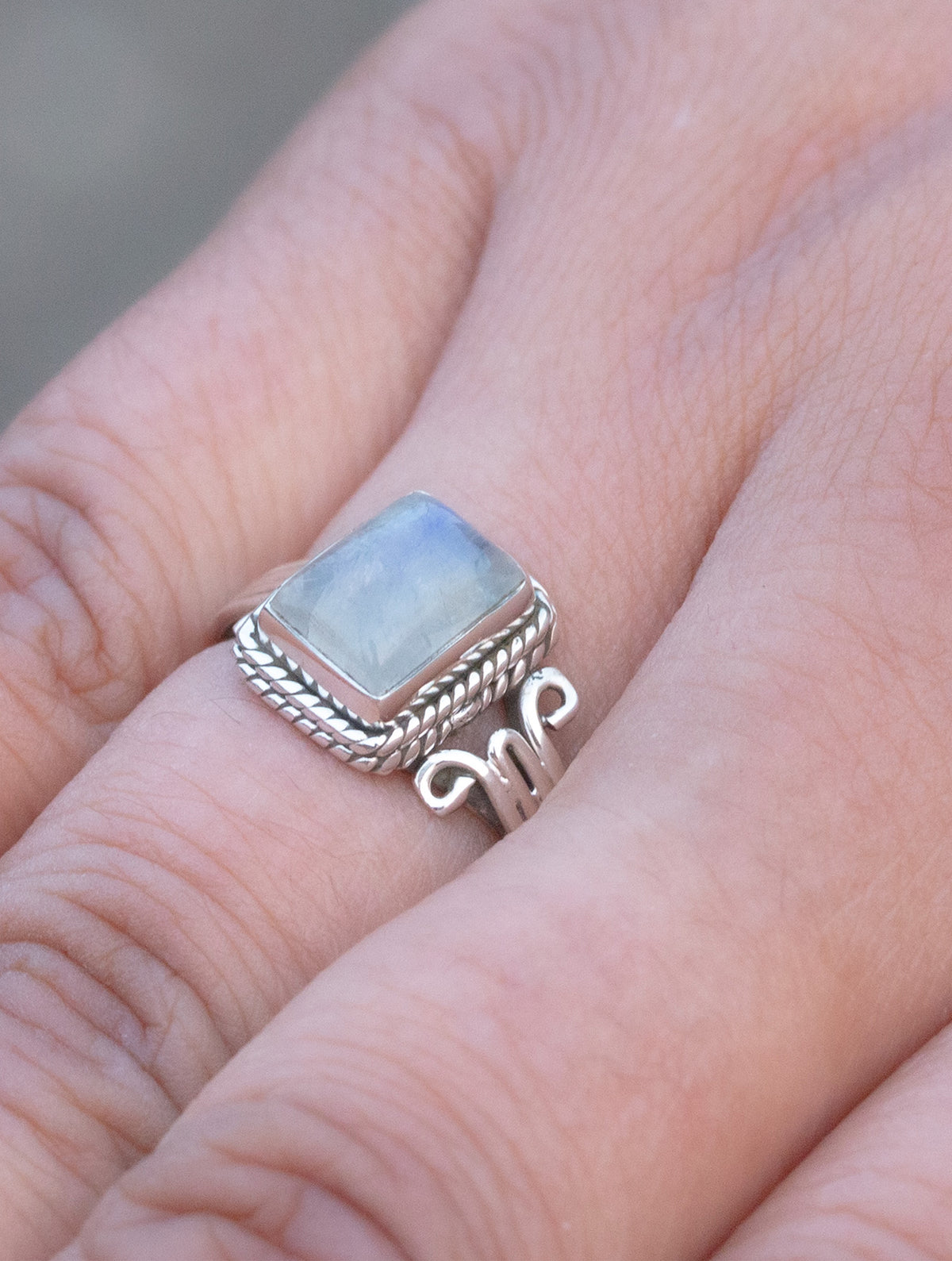 925 Sterling Silver Moonstone Ring for Women Handmade Gemstone Ring Adjustable Statement Jewelry Birthday Gift