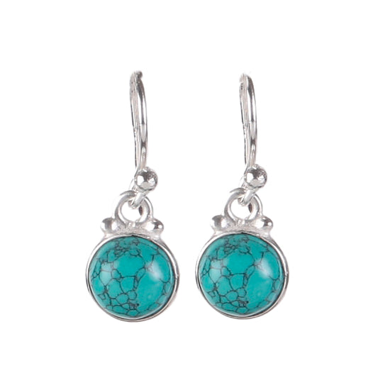 Fusionari 925 Sterling Silver Turquoise Earrings for Women | Sky Blue Gemstone Jewelry | Handcrafted Luxury Gift