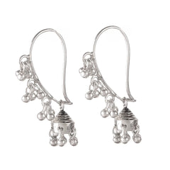 925 Silver Earrings "Mango Jhumka" Traditional design with Modern touch with tiny silver bells.