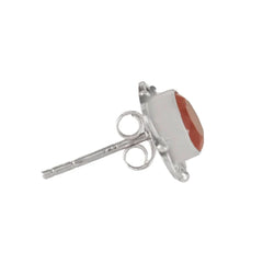 Gulnar – Carnelian Silver Stud Earrings