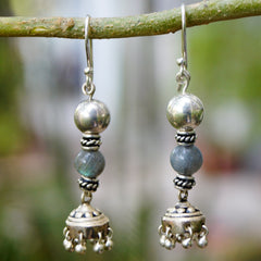 Meghmala Labradorite Silver Drop Earrings