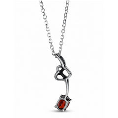 925 Sterling Silver Garnet Stone Scrollwork Pendant for Women