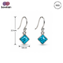 Tarang - Turquoise Silver Diamond Drop Earrings