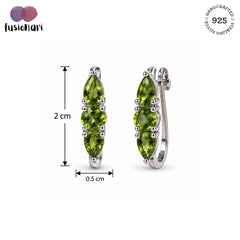 Amriki - Peridot Silver Leaf Stud Earrings