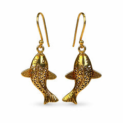 Matsya Shilp - Gold Plated Fish Drop Earrings