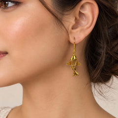 Matsya Shilp - Gold Plated Fish Drop Earrings