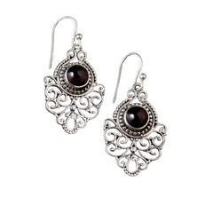 Vallari – Garnet Filigree Drop Earrings